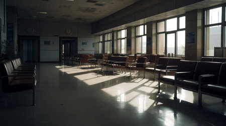 Waiting room - A room in a building such as a doctor. AI generated illustrationの素材