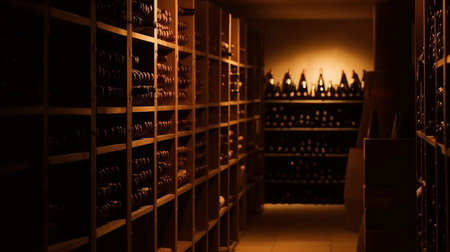 Wine cellar A room or storage area used for storing. AI generated illustrationの素材