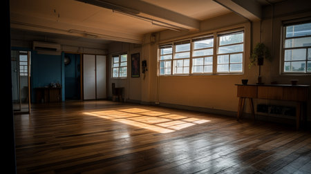 Studio - A room or building used for artistic or creator. AI generated illustrationの素材