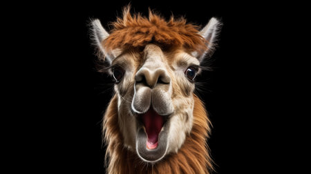 A silly llama sticking out its tongue. AI generated illustrationの素材