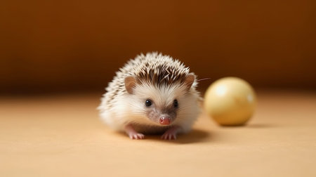 A tiny hedgehog curling into a ball. AI generated illustrationの素材