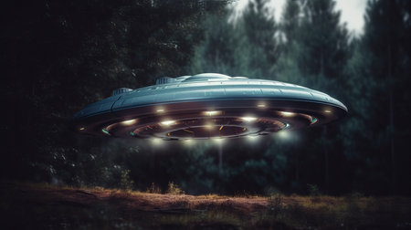 Ufo unidentified flying object. AI generated illustrationの素材