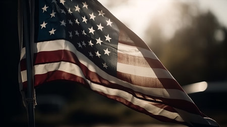Illustration of the USA national flag realistic. Al generated.の素材