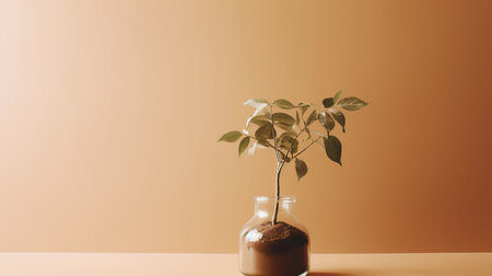 Business concept, breaking through a green sprout isolated against the background of a concrete wall. AI generatedの素材