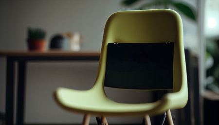 Close up of a yellow chair in a modern office. Blurred backgroundの素材