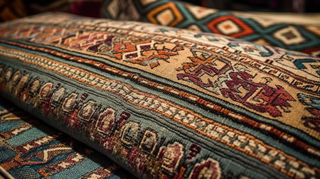 Hand-woven tapesty with intricate details. AI generated illustrationの素材