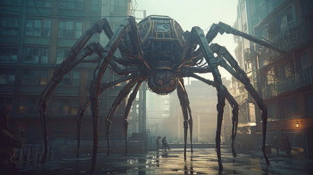 A giant space telescope orbiting Earth observing. AI generated illustrationの素材