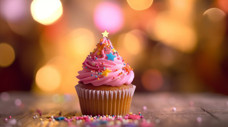 A soft focus image of a cupcake with shallow depth AI generated illustrationの素材