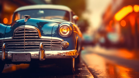 A soft focus image of a vintage car with a shallow AI generated illustrationの素材