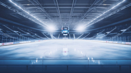 Hockey ice rink sport arena empty field stadium AI generated illustrationの素材