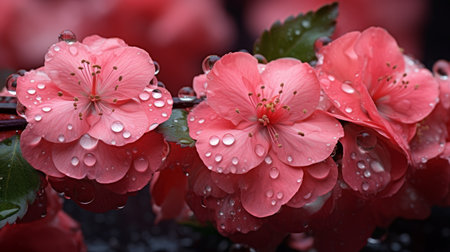 Beautiful flowers with water drops AI generated illustrationの素材