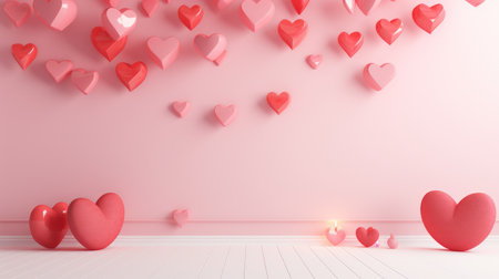 Design a minimalistic valentines day backdrop consisting of delicate hearts AI generated illustrationの素材