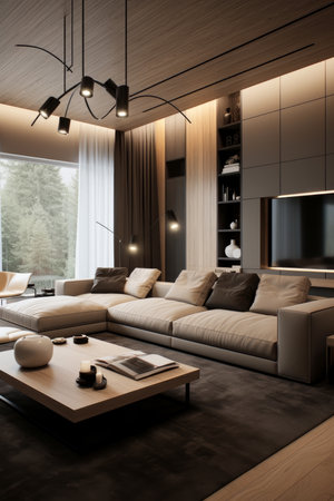 Modern living room interiors adefdced AI generated illustrationの素材
