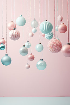 Pastelcolored New Year decorations featured in a minimalist wallpaper AI generated illustrationの素材