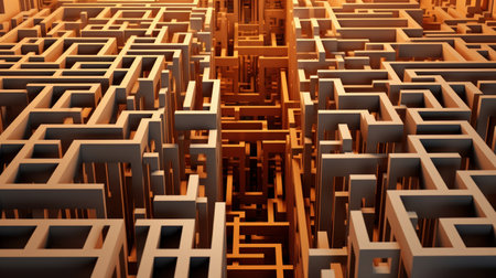 design for a maze representing the complexity of business decisions AI generated illustrationの素材