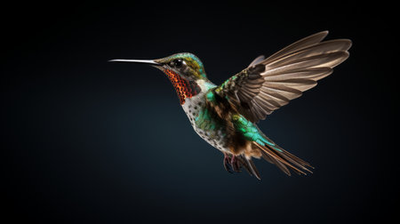 photo-realistic model of a hummingbird in flight AI generated illustrationの素材