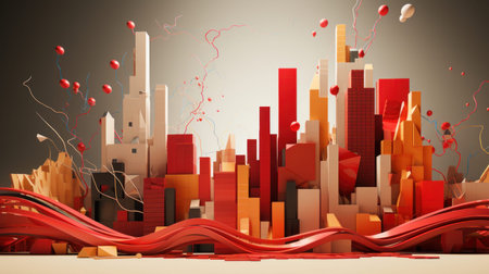 n abstract design of a typical day in the stock market AI generated illustrationの素材