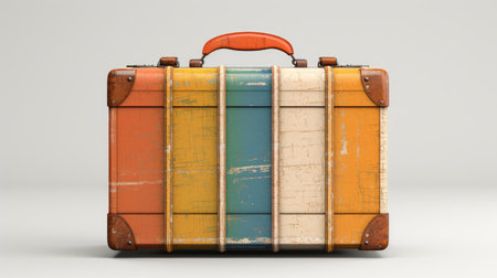 textural suitcase set against a minimalistic white background AI generated illustrationの素材