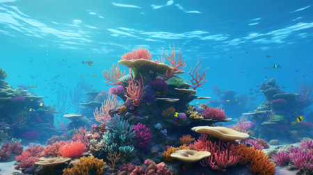 visually captivating rendering of a vibrant coral reef AI generated illustrationの素材