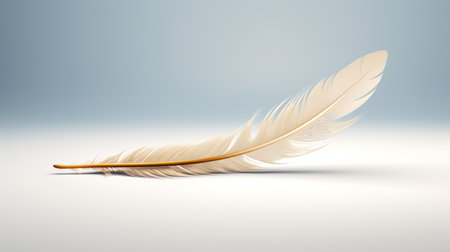 stylized feather floating above a clean white background AI generated illustrationの素材
