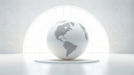visually striking globe centered on a crisp white backdrop AI generated illustrationの素材