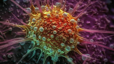 Virus cell AI generated illustrationの素材