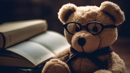 Teddy bear as a student at school Back to school AI generated illustrationの素材