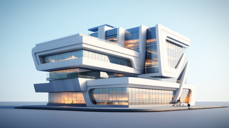Modern corporate building design in style AI generated illustrationの素材