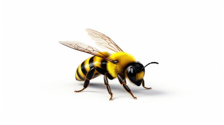 simple rendering of a bee on a white background AI generated illustrationの素材