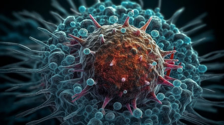 Virus cell AI generated illustrationの素材