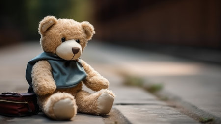 Teddy bear as a student at school Back to school AI generated illustrationの素材