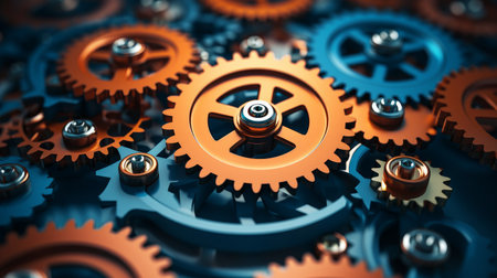 Three-dimensional gears mechanism showcasing business operations AI generated illustrationの素材