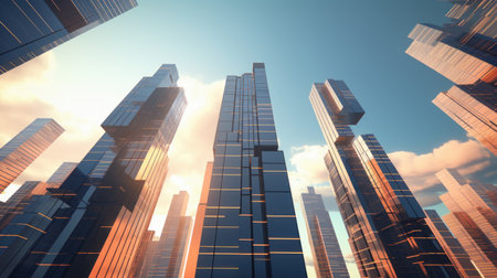 Generated image of a skyscraper symbolizing corporation growth AI generated illustrationの素材