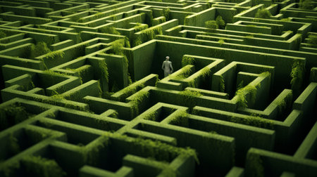 multi-layered hedge maze symbolizing business complexity AI generated illustrationの素材