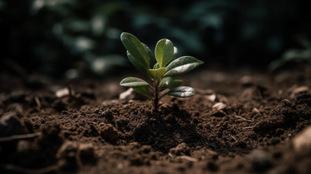 A plant pushing through the dirt AI generated illustrationの素材