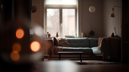 Living room blurred background unfocused AI generated illustrationの素材