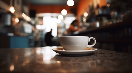 Coffee shop blurred background unfocused AI generated illustrationの素材
