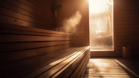 Sauna blurred background unfocused AI generated illustrationの素材