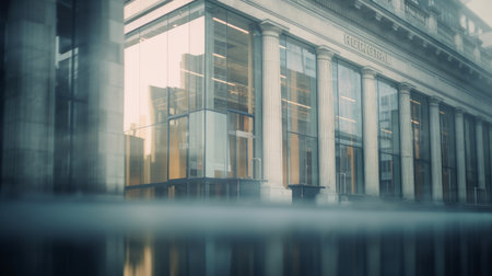 bank building blurred background unfocused AI generated illustrationの素材