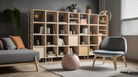 A modular furniture system adapting to different spa AI generated illustrationの素材
