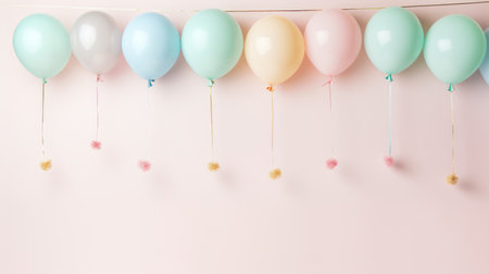 An overhead view of minimalist New Year decor featuring soft pastel colors and clean lines AI generated illustrationの素材