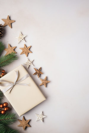 Minimalist Christmas flat lay with space for text AI generated illustrationの素材
