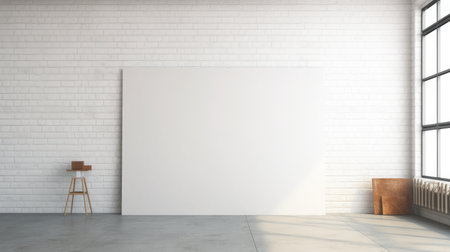 A blank canvas in an art studio for product mockup AI generated illustrationの素材