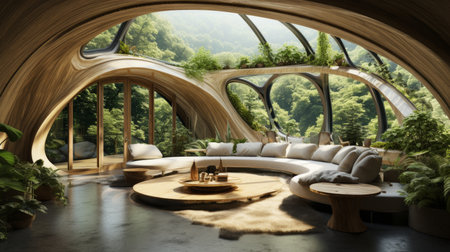 A Biophilic design for a sustainable home AI generated illustrationの素材