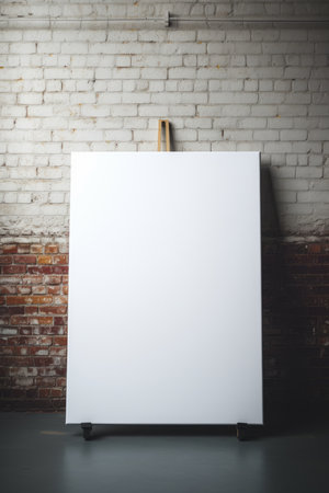 A blank canvas against a brick wall background AI generated illustrationの素材