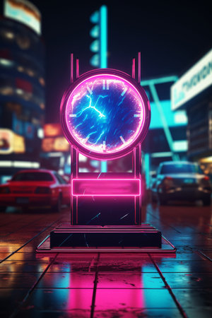 Vibe mockup with neon lights for product placement AI generated illustrationの素材