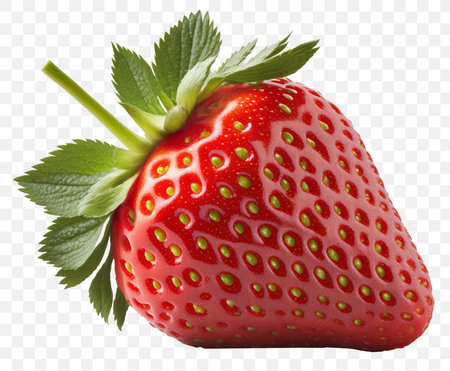 Strawberry isolated. Fresh red berry on transparent background. AI-Generated imageの素材