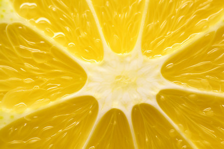 Close up background of yellow fresh lemon slice. AI-Generated imageの素材