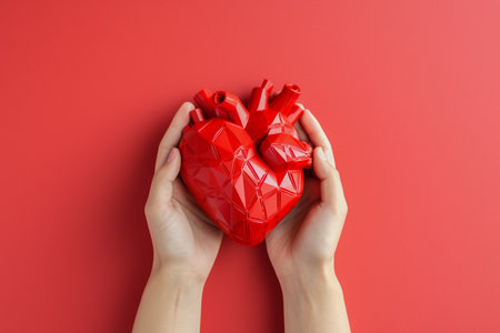 Concept on heart health theme on solid background. International radiology day. AI-Generated imageの素材
