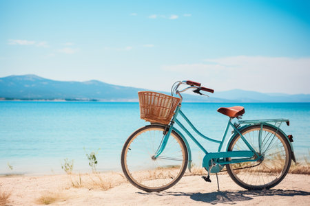 Active recreation and enjoyment of a trip along a quiet picturesque lake. AI-Generated imageの素材